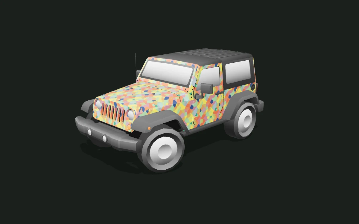Bauhaus Bloom for Jeep Wrangler — 3D model render — front three-quarter