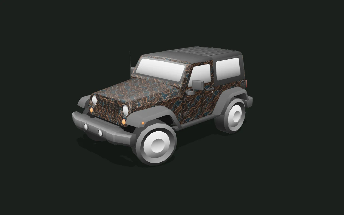 Copper Contours for Jeep Wrangler — 3D model render — front three-quarter