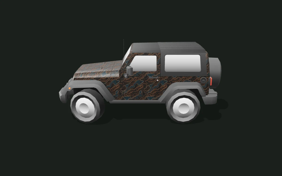 Copper Contours for Jeep Wrangler — Low-poly body study — Side profile