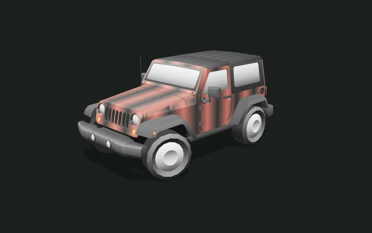 Copper fade for Jeep Wrangler — 3D model render — front three-quarter