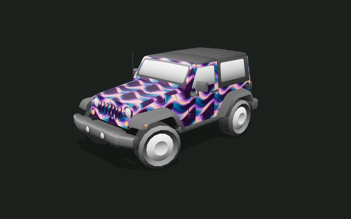Plum Current for Jeep Wrangler — 3D model render — front three-quarter