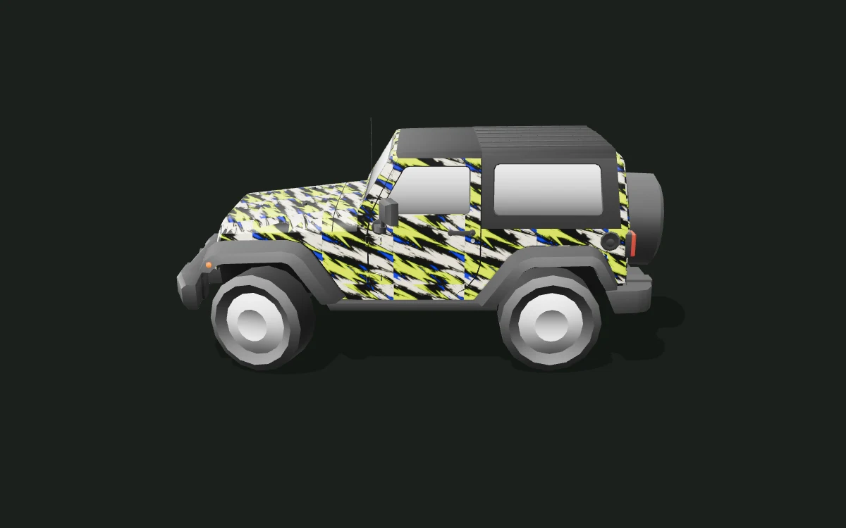 Volt Brush for Jeep Wrangler — Low-poly body study — Side profile