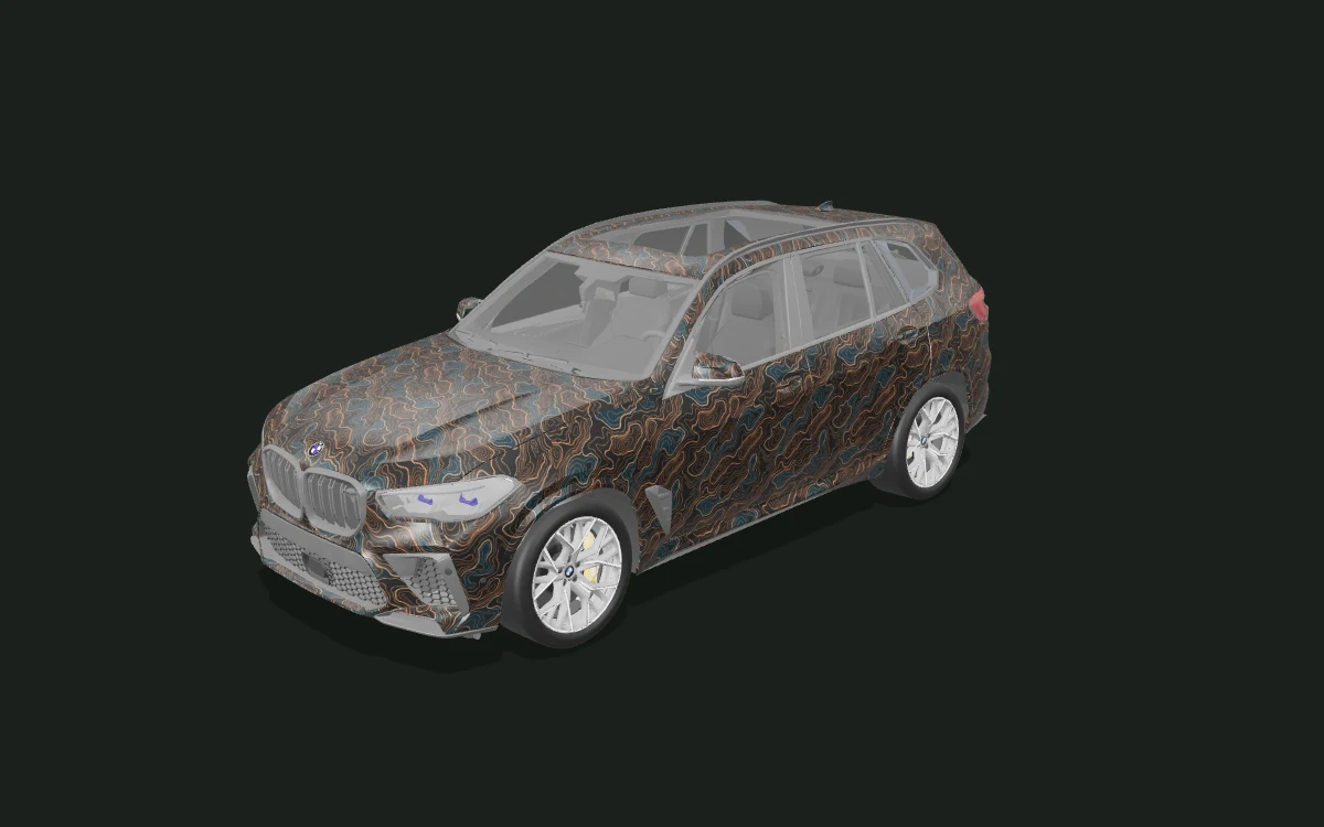 Copper Contours for BMW X5 — 3D model render — front three-quarter