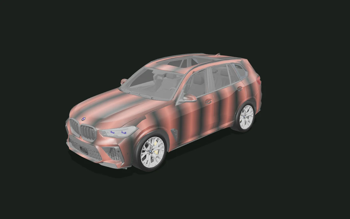 Copper fade for BMW X5 — 3D model render — front three-quarter