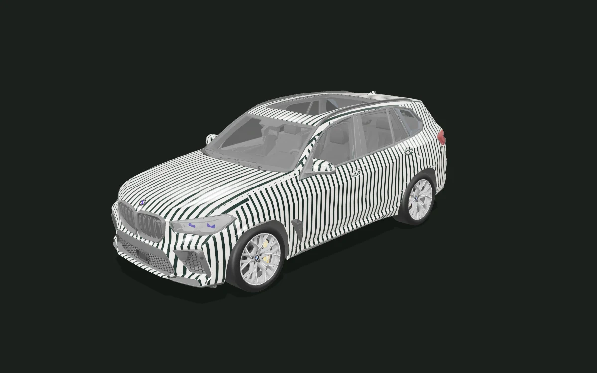 Midnight stripes for BMW X5 — 3D model render — front three-quarter