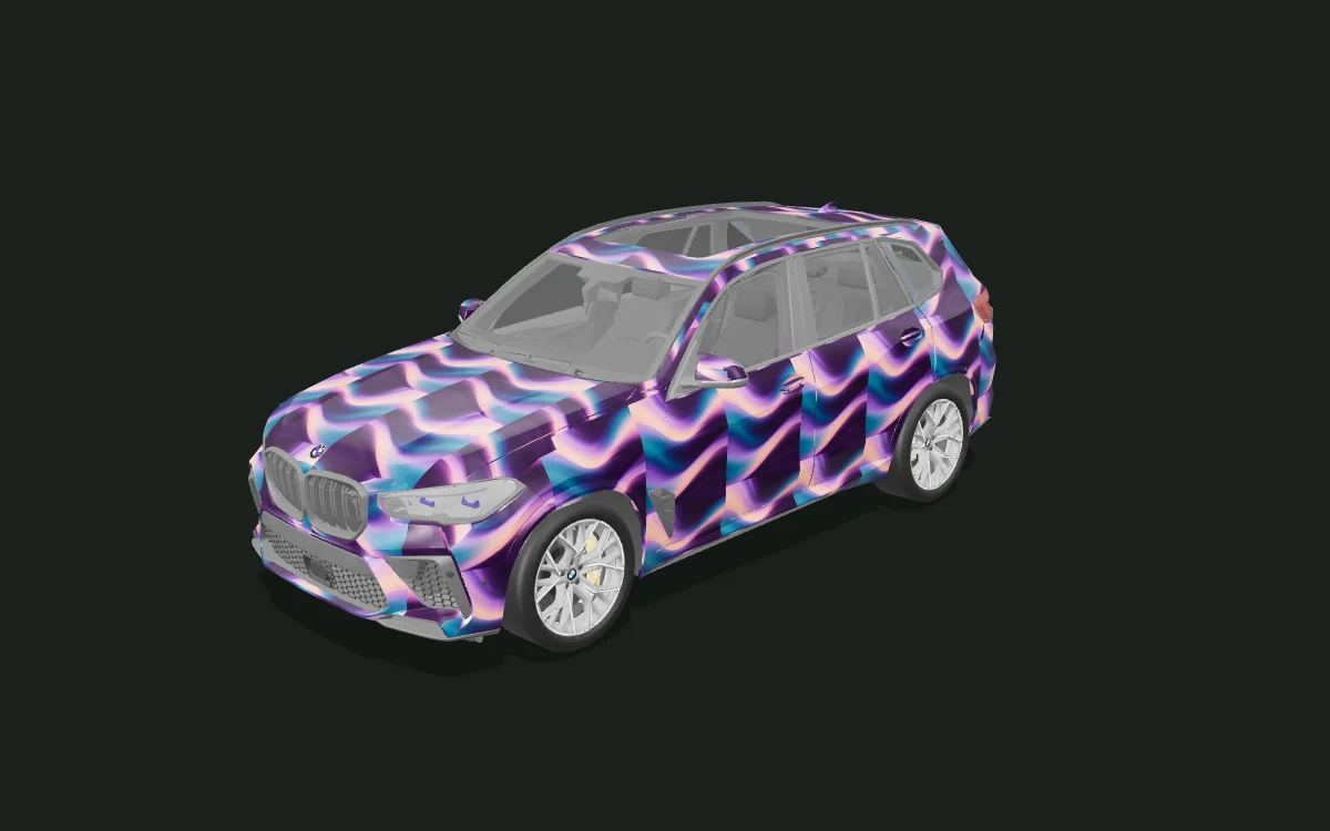 Plum Current for BMW X5 — 3D model render — front three-quarter