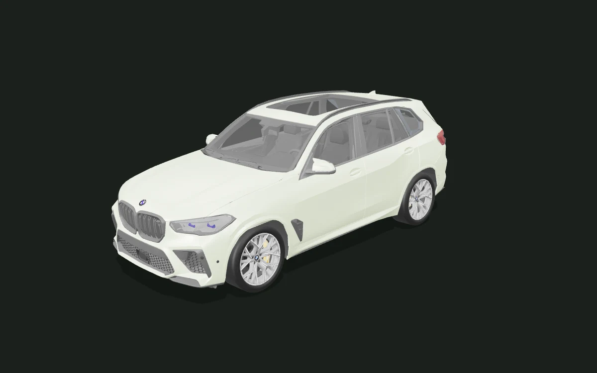 BMW X5 M sage green satin wrap study — 3D model render — front three-quarter
