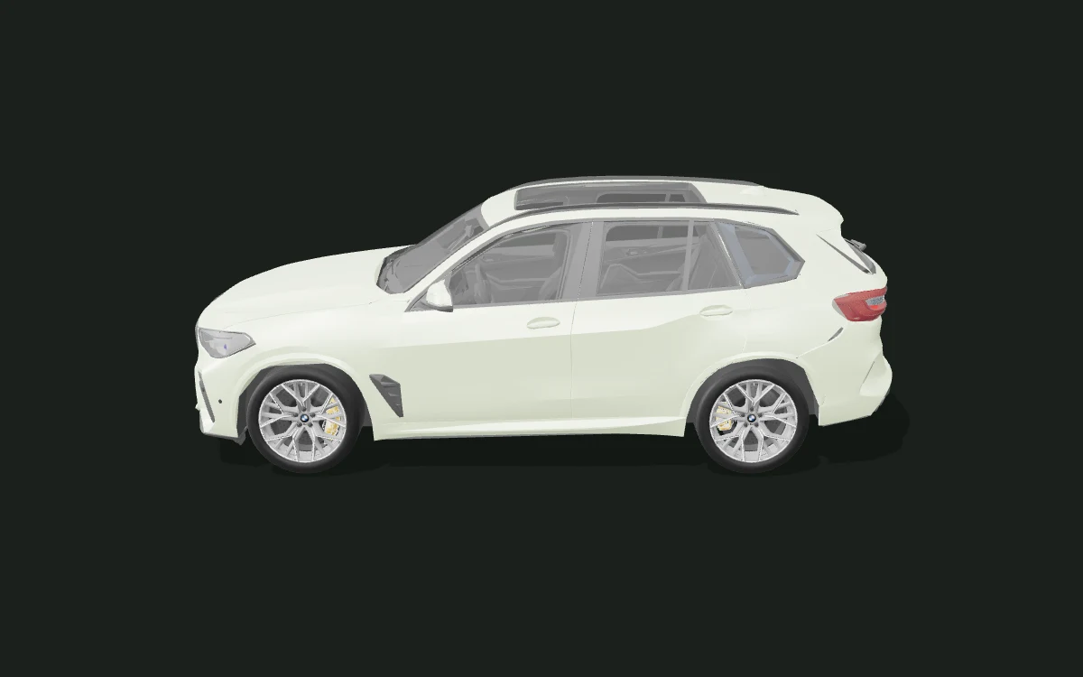 BMW X5 M sage green satin wrap study — X5 M Competition · 2020 study — Side profile